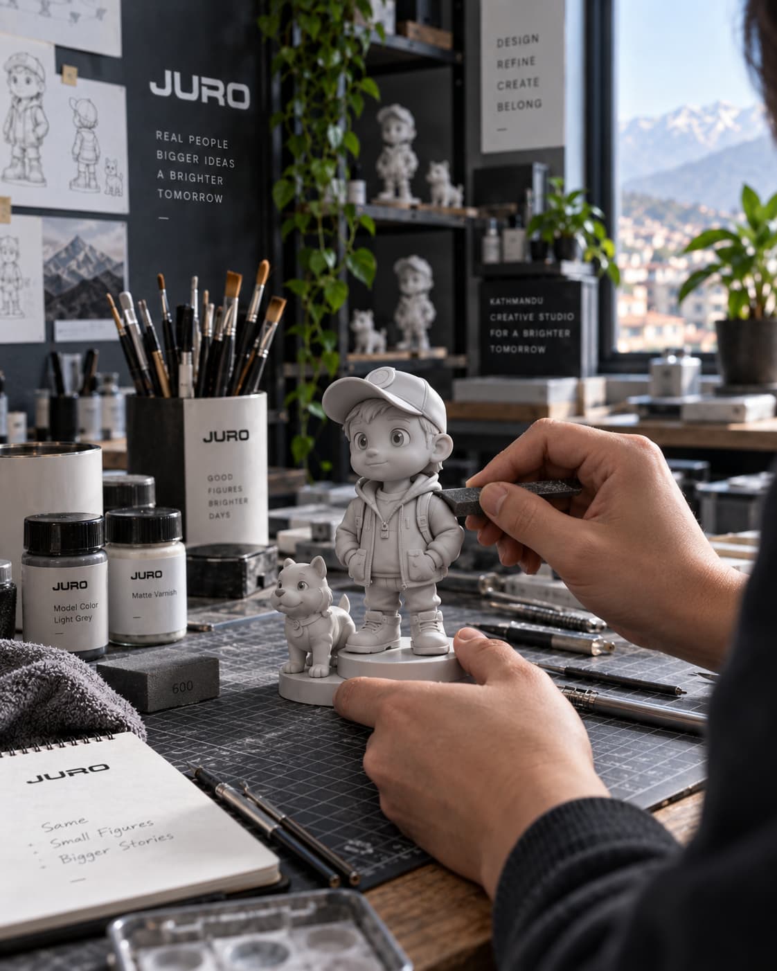 A JURO figure being carefully finished by hand