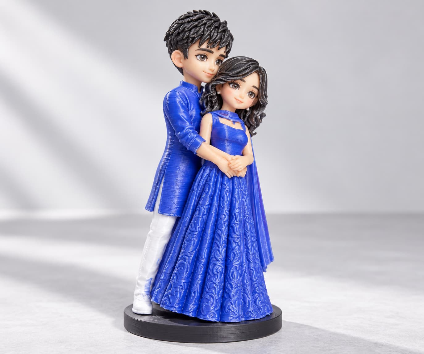 A custom portrait figure created from customer references.